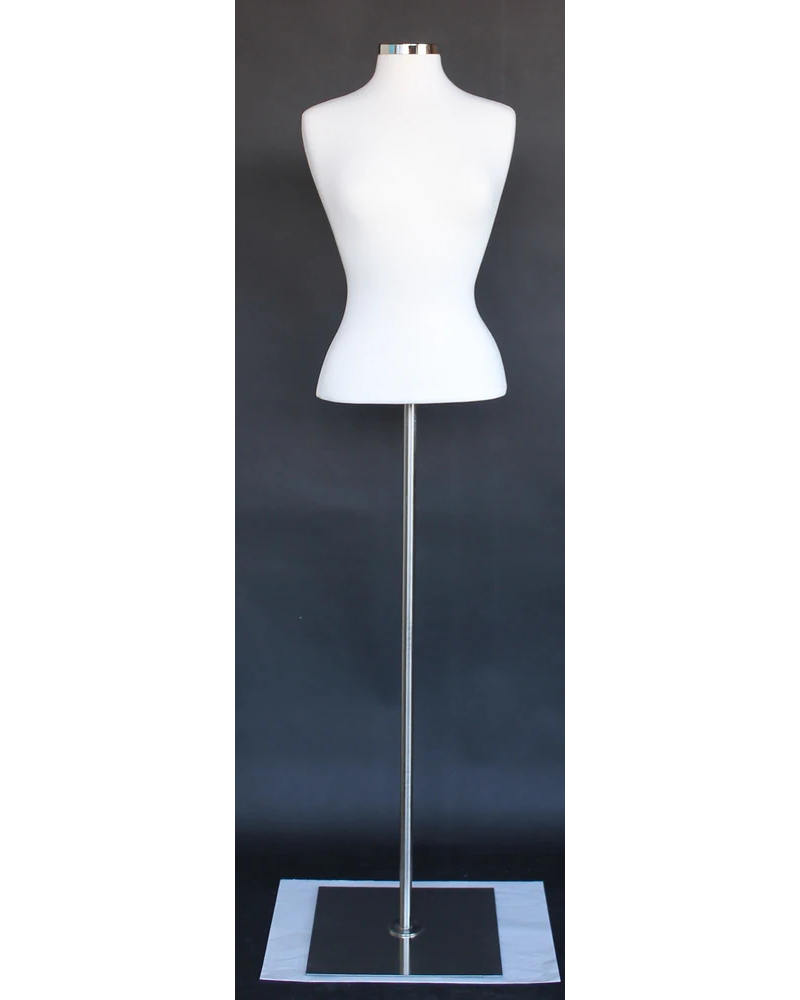 Size 6/8 female blouse form with metal base in cream white jersey