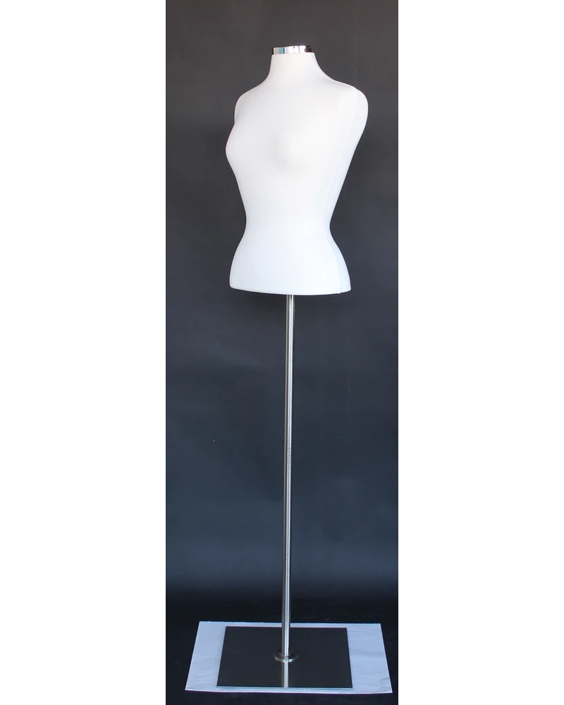 Size 6/8 female blouse form with metal base in cream white jersey