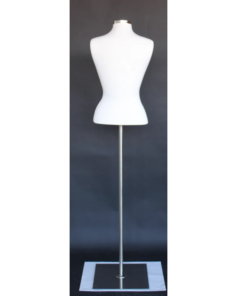 Size 6/8 female blouse form with metal base in cream white jersey