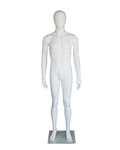 Small-frame vintage-fit egghead male mannequin in matte white, AME05-WT