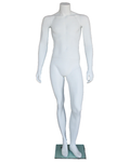 Knee-bent headless male mannequin in matte white, STM002-WT