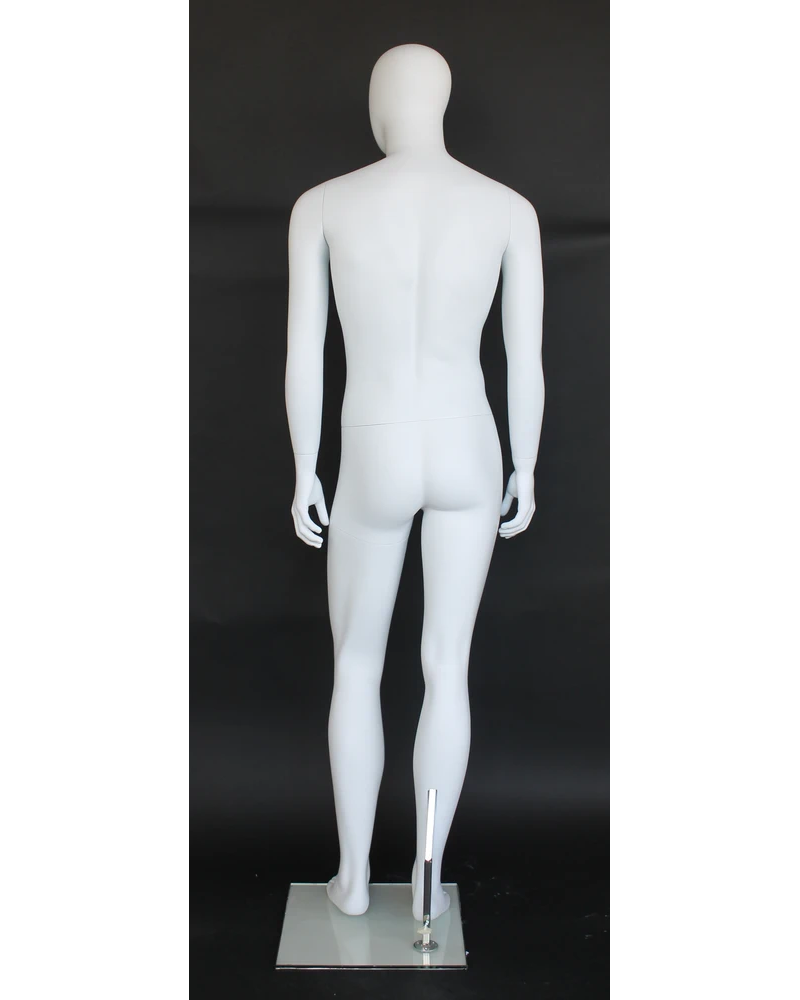 Walking-twist egghead male mannequin in matte white, SFM61E-WT
