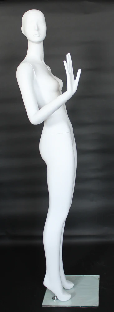Bent-arm abstract female mannequin in matte white