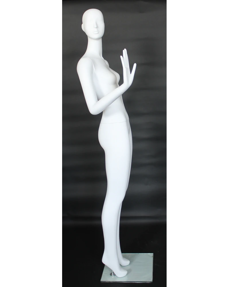 Bent-arm abstract female mannequin in matte white