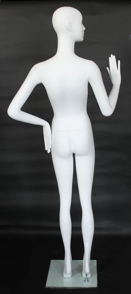 Bent-arm abstract female mannequin in matte white