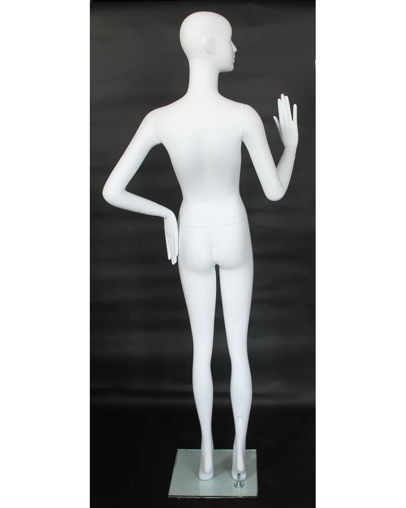 Bent-arm abstract female mannequin in matte white