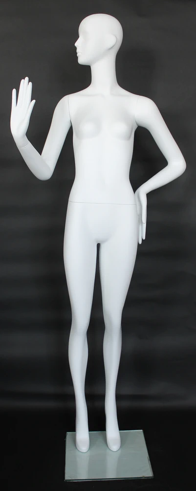 Bent-arm abstract female mannequin in matte white