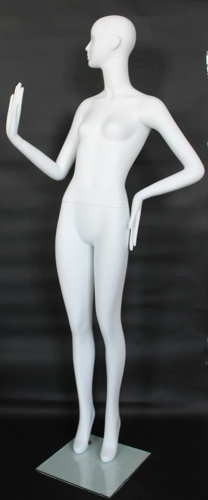 Bent-arm abstract female mannequin in matte white