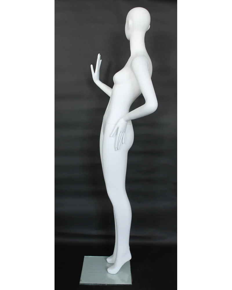Bent-arm abstract female mannequin in matte white
