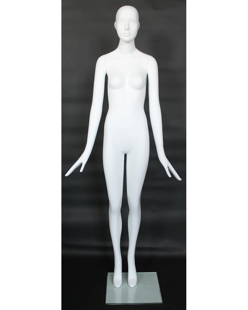 Standing abstract female mannequin in matte white