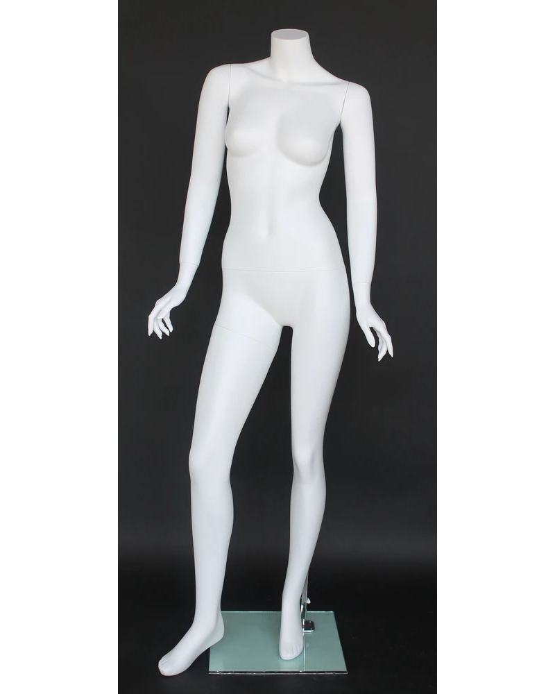 Fashion pose headless female mannequin in matte white