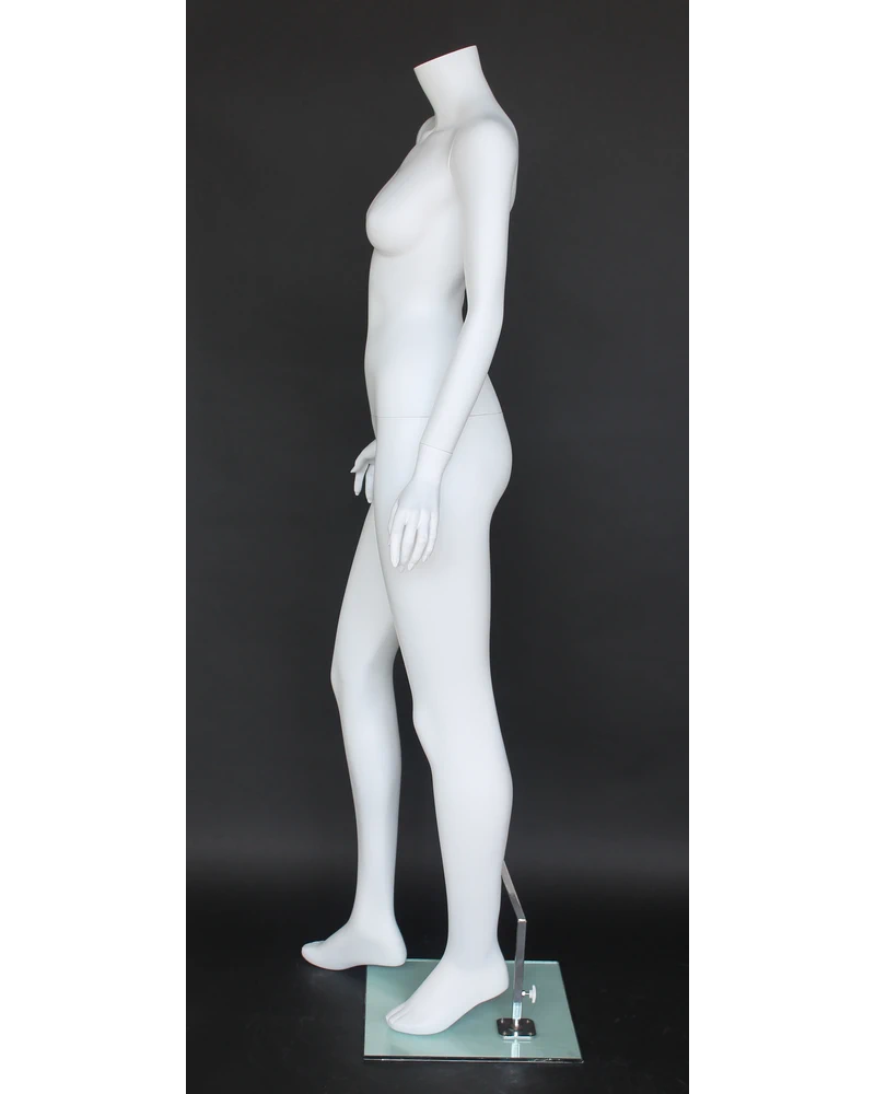 Fashion pose headless female mannequin in matte white