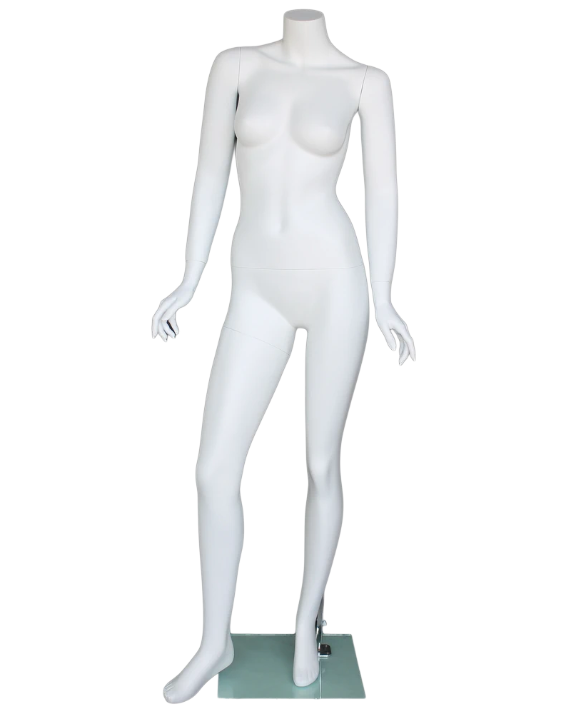 Fashion pose headless female mannequin in matte white