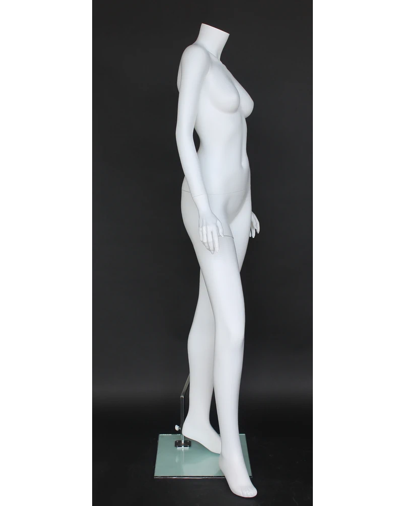 Fashion pose headless female mannequin in matte white