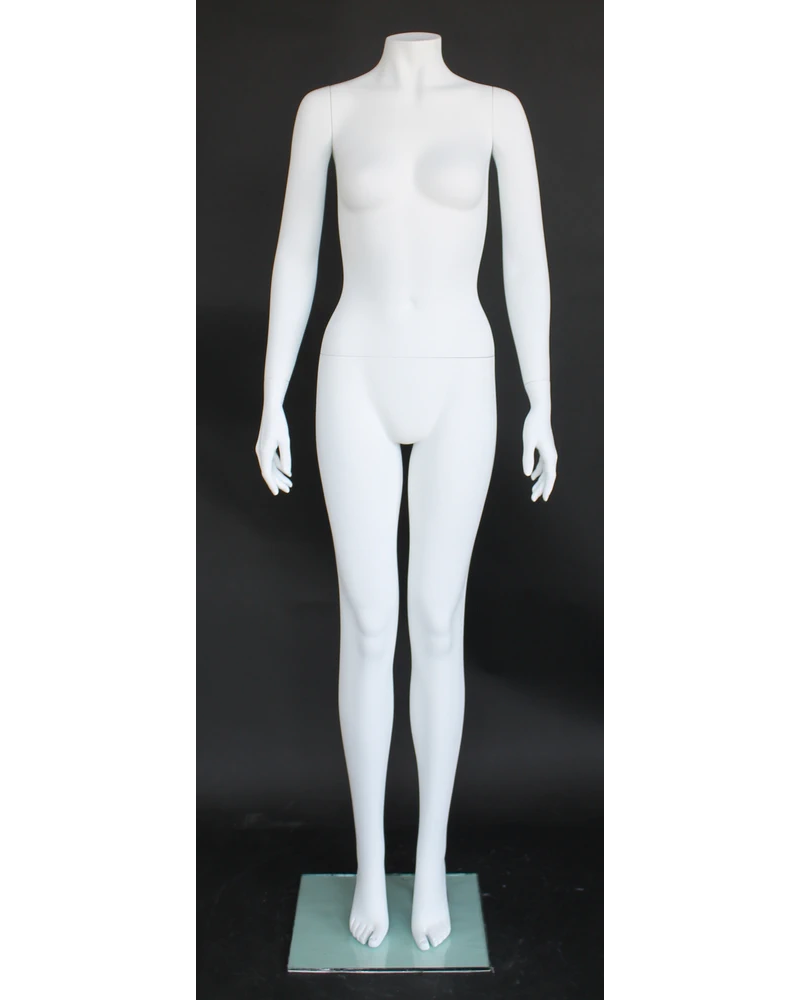 Simple standing size 2/4 headless female mannequin in matte white, STW002-WT