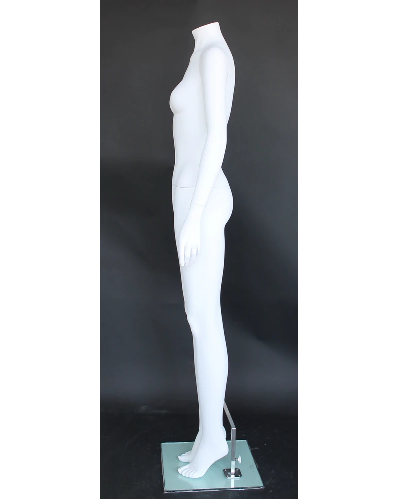 Simple standing size 2/4 headless female mannequin in matte white, STW002-WT