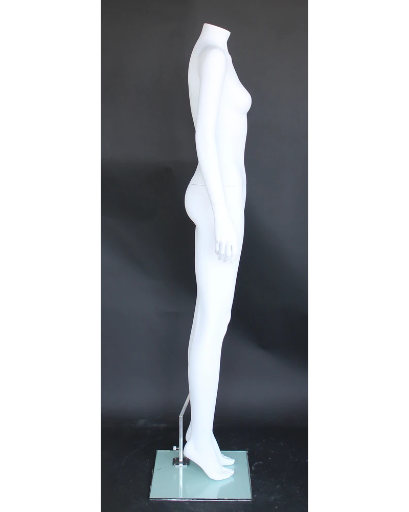 Simple standing size 2/4 headless female mannequin in matte white, STW002-WT