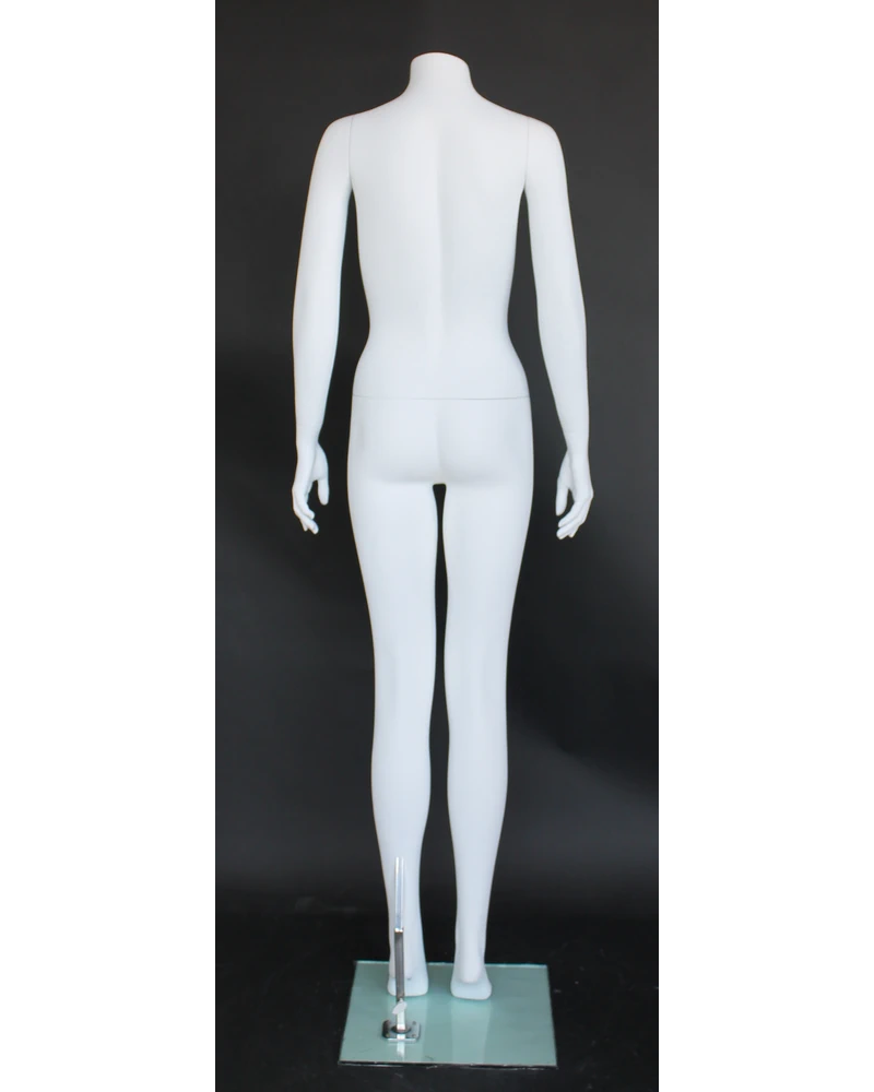 Simple standing size 2/4 headless female mannequin in matte white, STW002-WT