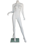 Headless female mannequin with bent right arm in matte white