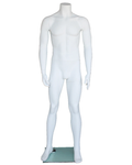 Arms-at-sides headless male mannequin in matte white, STM001-WT