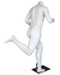 Headless running male mannequin in matte white