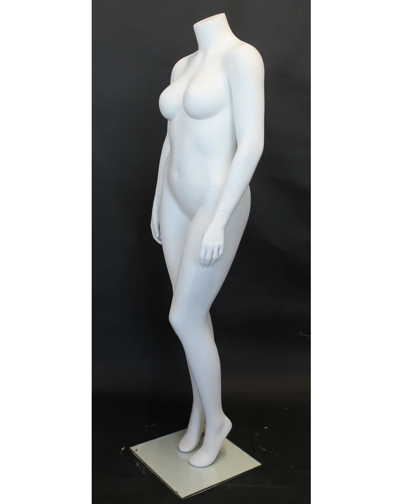 Headless plus size female mannequin in matte white