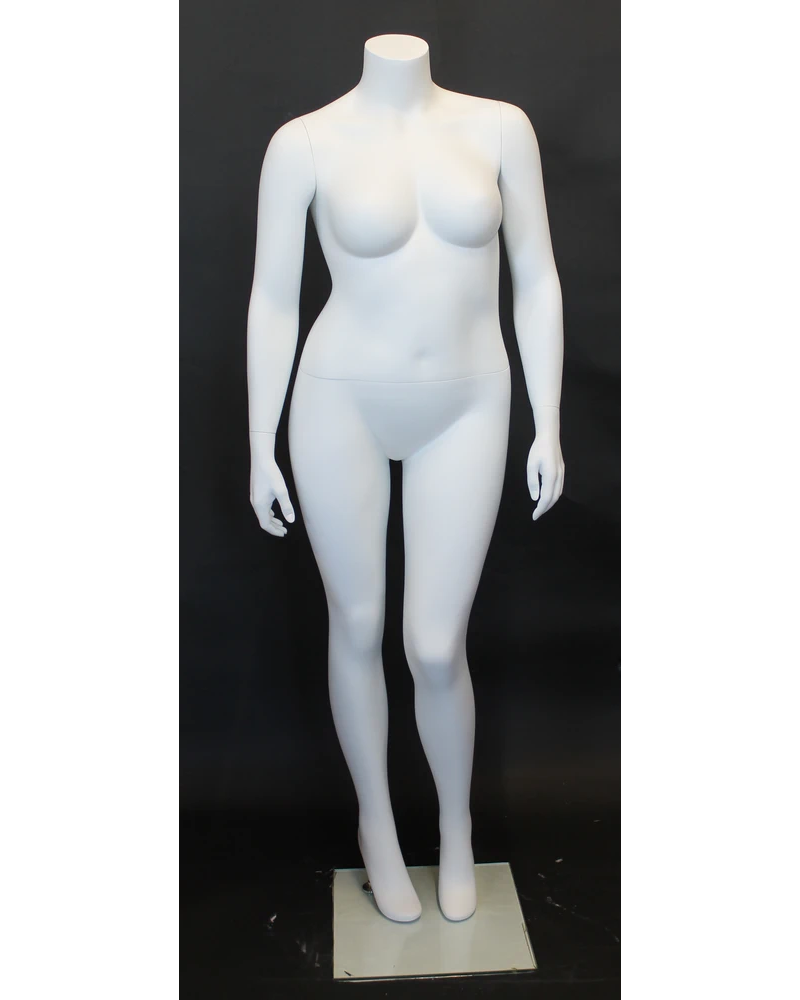 Headless plus size female mannequin in matte white
