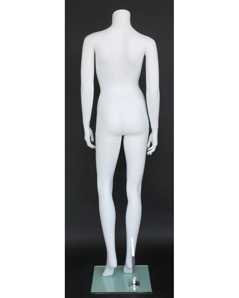 Classic standing headless female mannequin in matte white