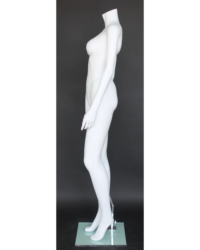 Classic standing headless female mannequin in matte white
