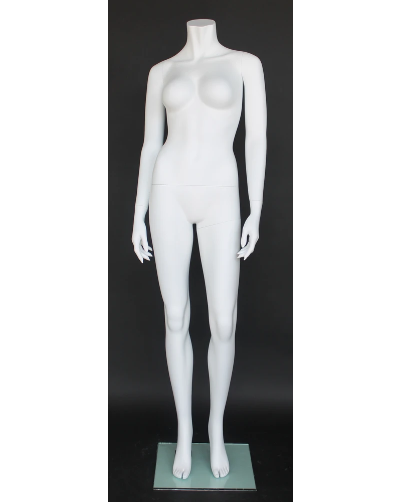 Classic standing headless female mannequin in matte white