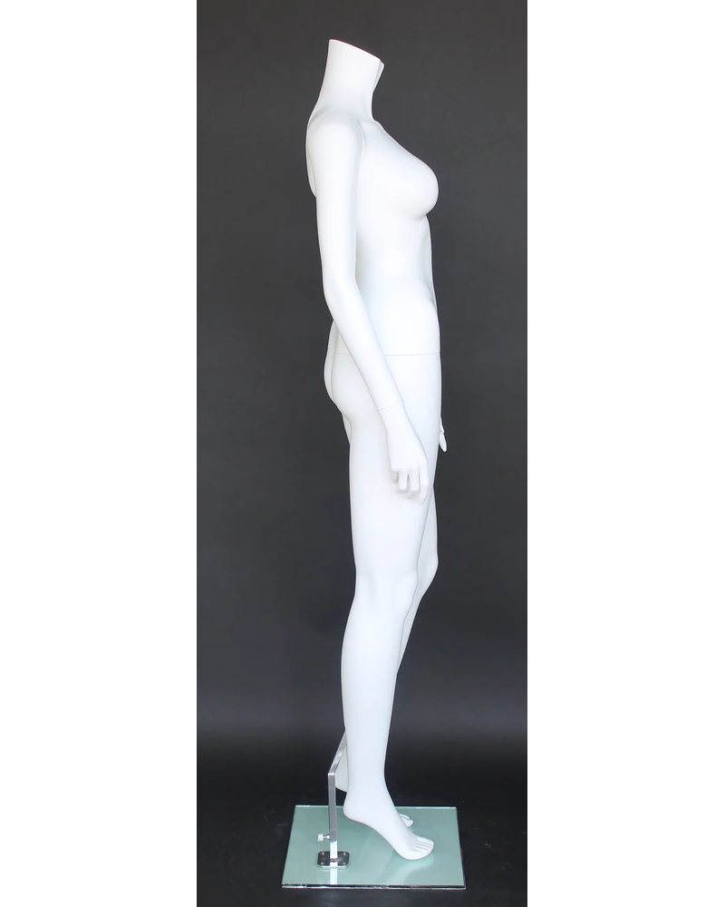 Classic standing headless female mannequin in matte white