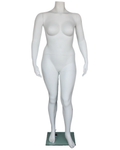 Arms-at-sides headless plus size female mannequin in matte white, size 18, PLUS-1