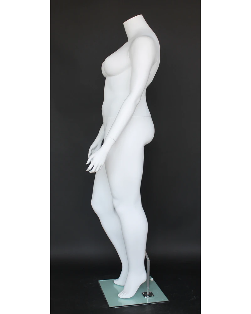 Headless plus size female mannequin in matte white