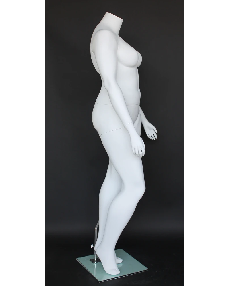 Headless plus size female mannequin in matte white