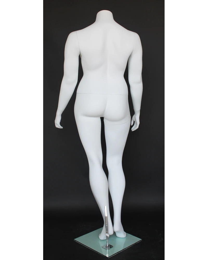 Headless plus size female mannequin in matte white