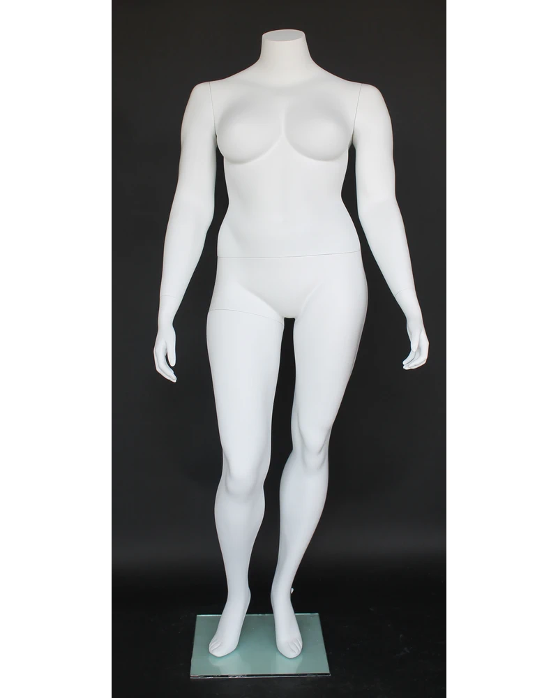 Headless plus size female mannequin in matte white