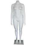 Headless plus size female mannequin with arms at sides in matte white
