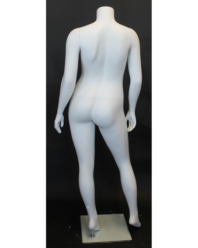 Headless plus size female mannequin in matte white