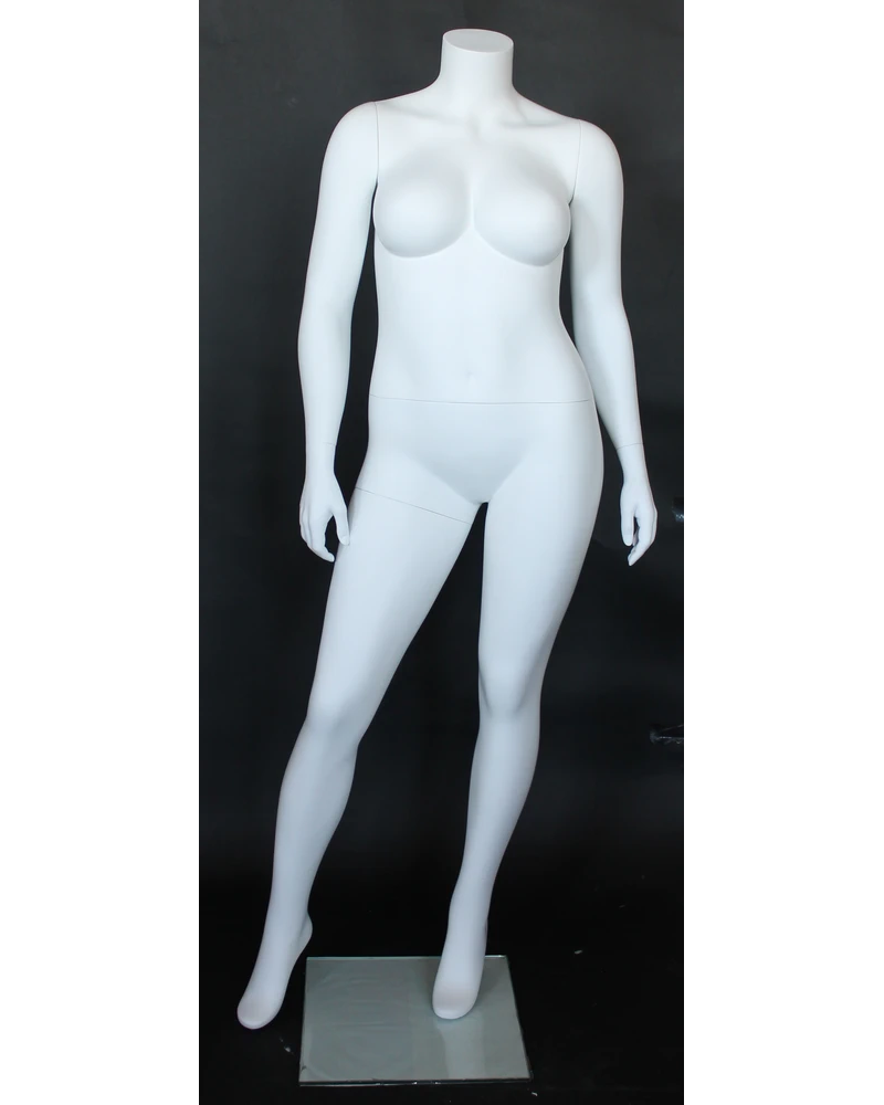 Headless plus size female mannequin in matte white