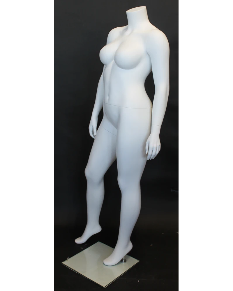Headless plus size female mannequin in matte white