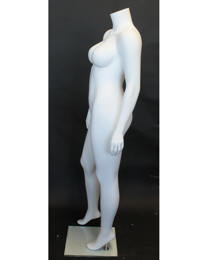 Headless plus size female mannequin in matte white