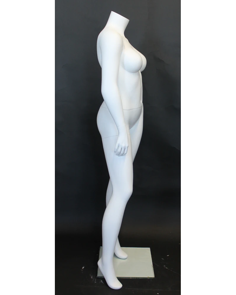 Headless plus size female mannequin in matte white