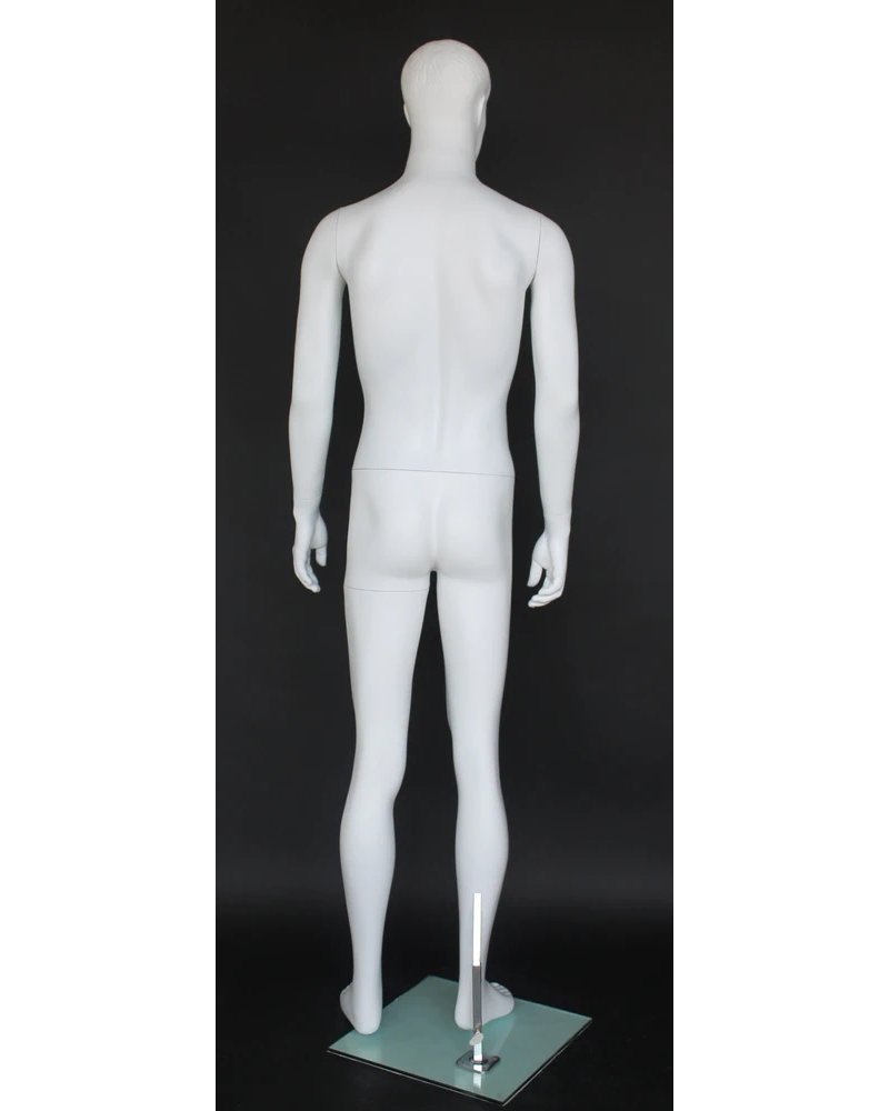 Small-size featured-face male mannequin with molded hair in matte white, SFM72-WT