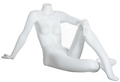 Reclining seated headless female mannequin in matte white