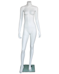 Right-leg-forward size 2 headless female mannequin in matte white, STW003-WT