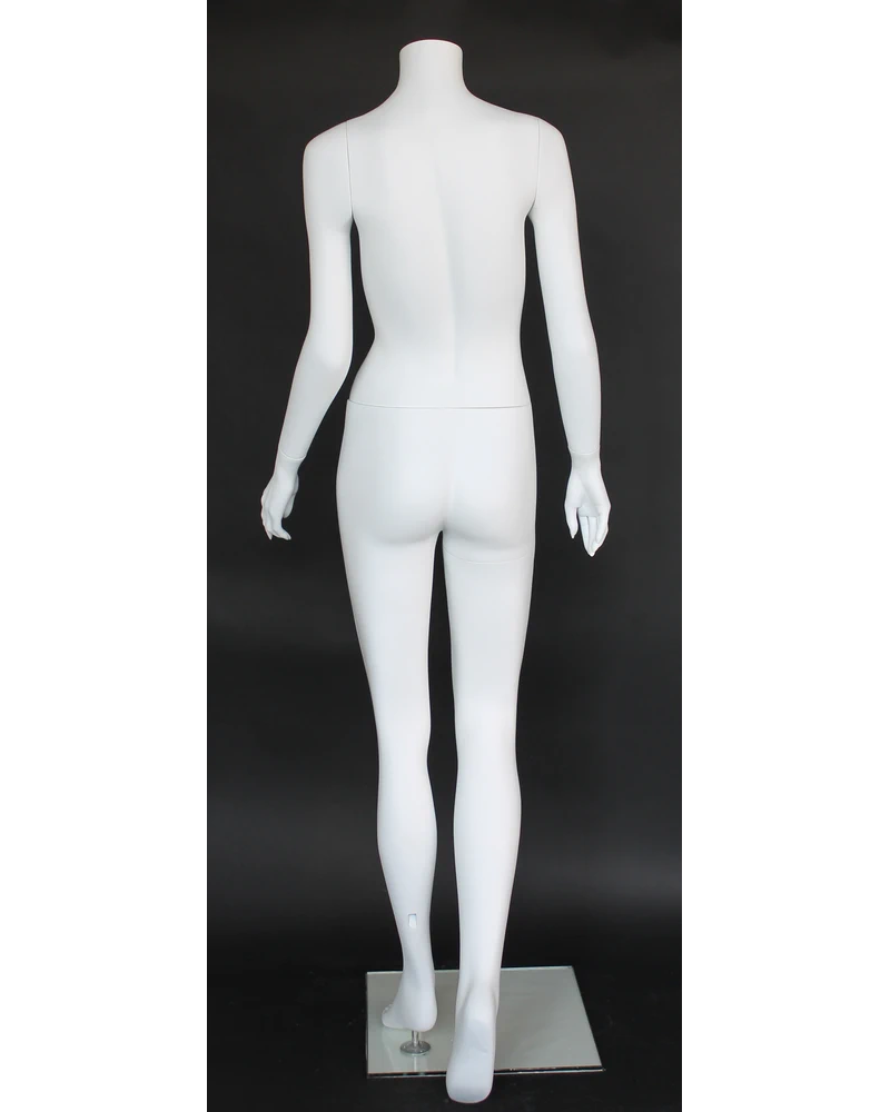 Walking pose headless female mannequin in matte white